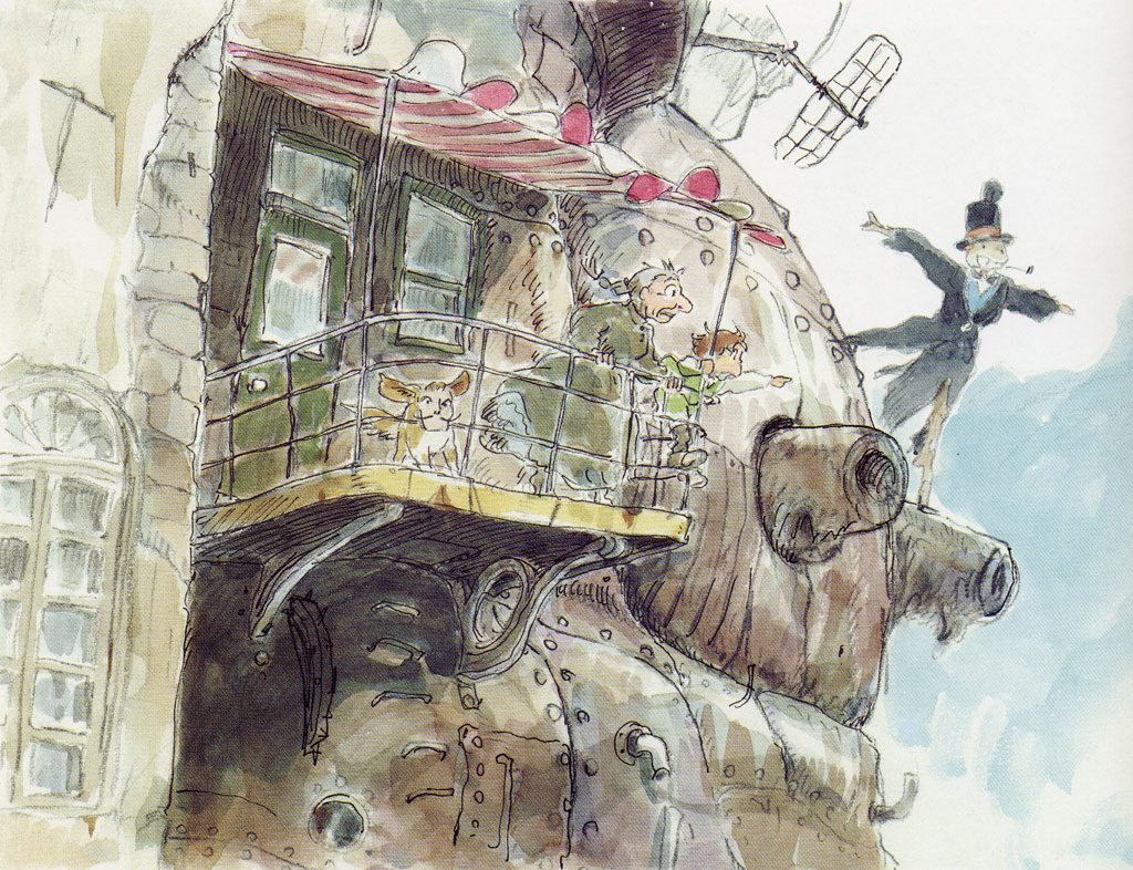 Studio Ghibli Wallpaper - Hayao Miyazaki Howl's Moving Castle Concept Art , HD Wallpaper & Backgrounds