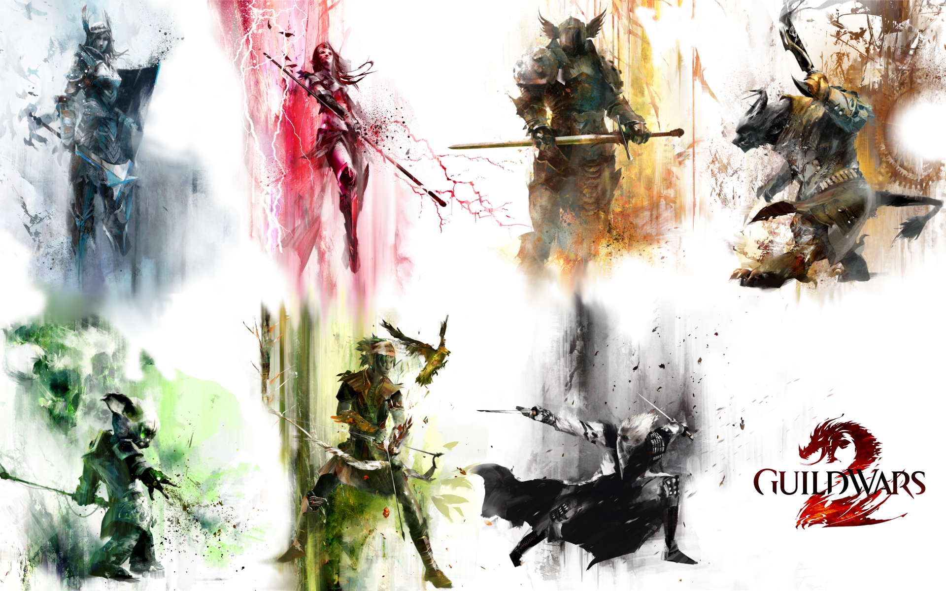 Guild Wars 2 Characters Art , HD Wallpaper & Backgrounds