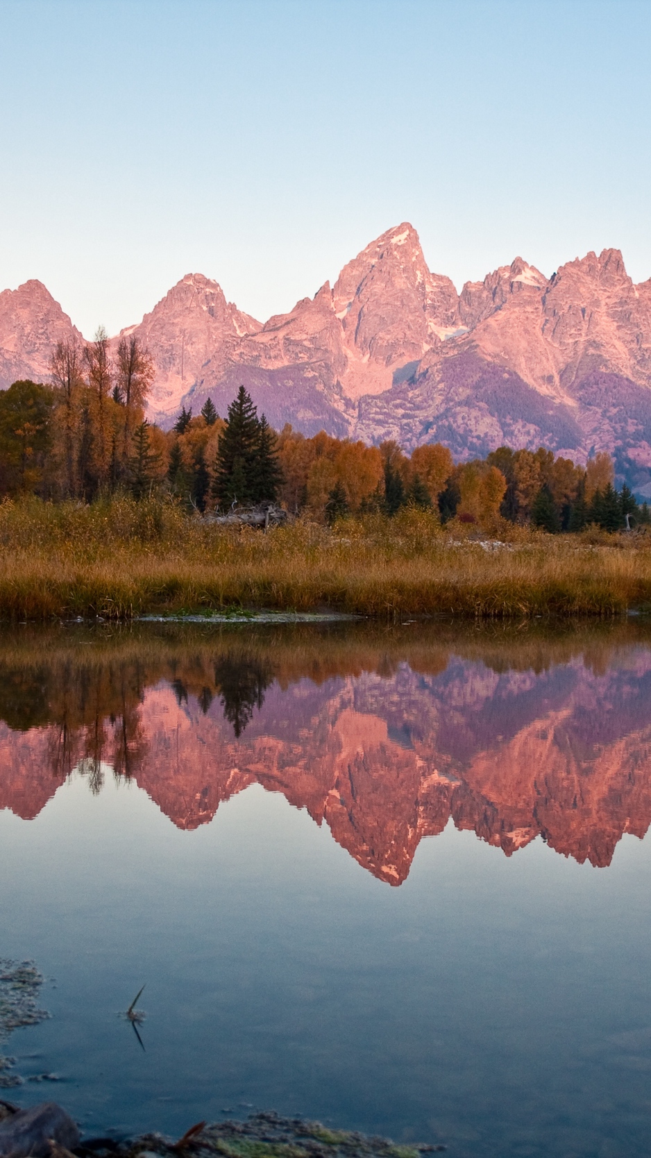 Wallpaper Autumn, Mountains, Reflection, Evening - Grand Teton National Park , HD Wallpaper & Backgrounds