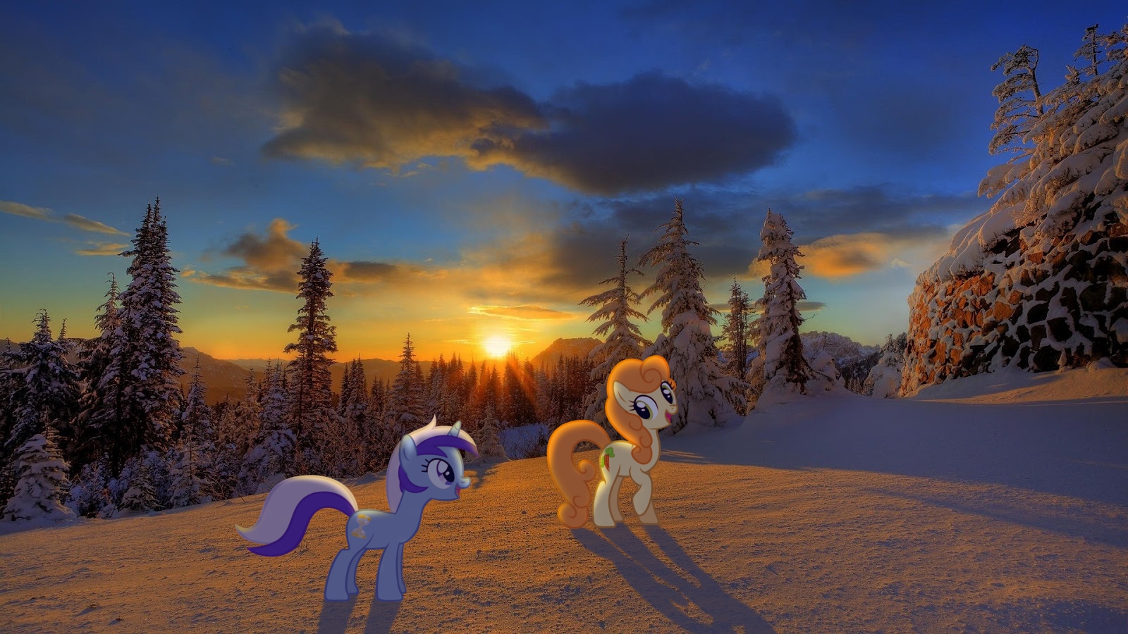Sunset Snowy Mountain Landscape , HD Wallpaper & Backgrounds