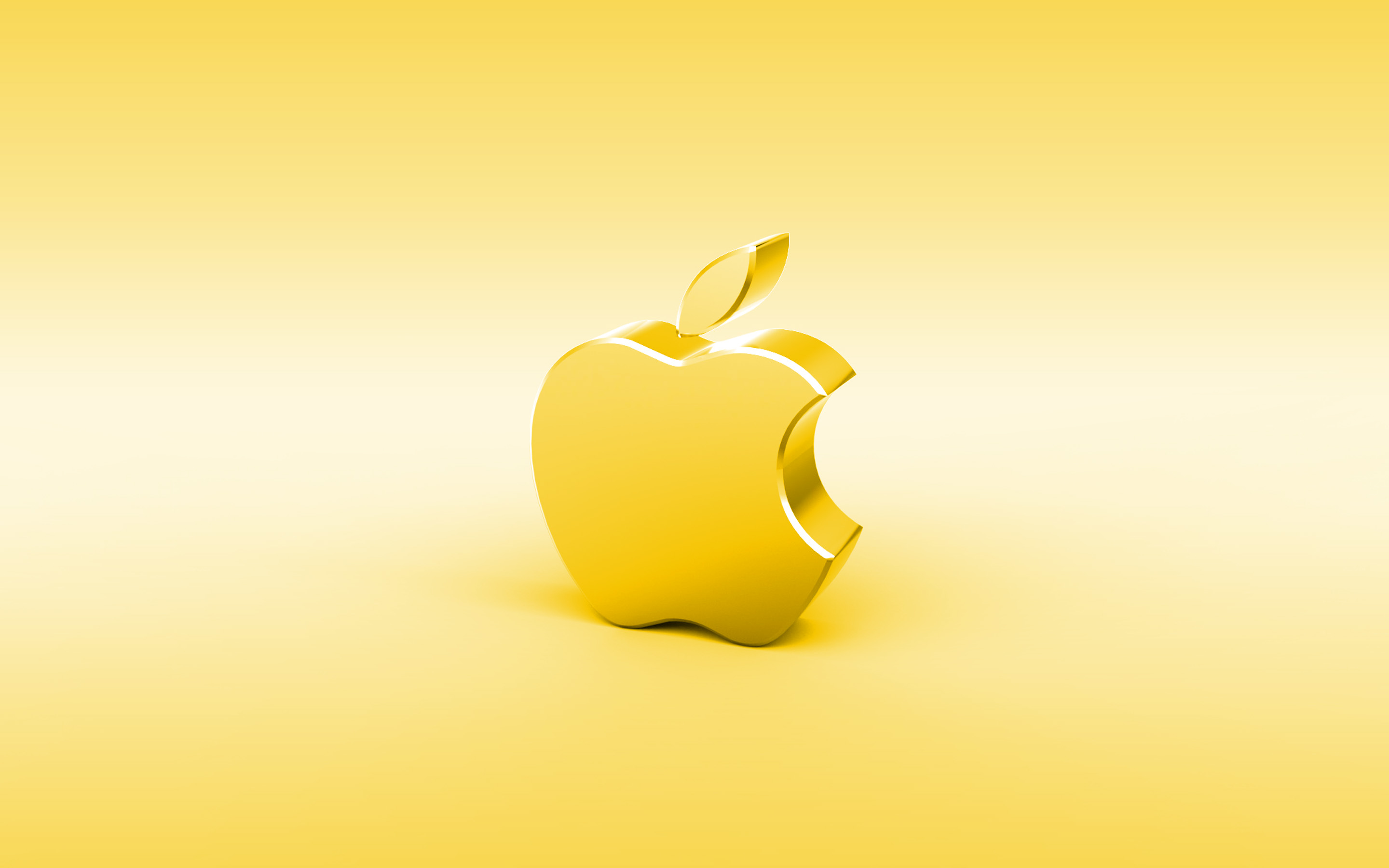 Apple Yellow 3d Logo, Minimal, Yellow Background, Apple - Granny Smith , HD Wallpaper & Backgrounds