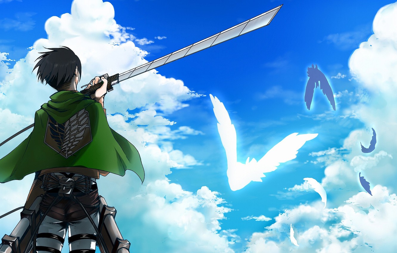 Photo Wallpaper Clouds, Guy, Attack Of The Titans, - Iphone Wallpaper Levi Wings Of Freedom Snk , HD Wallpaper & Backgrounds