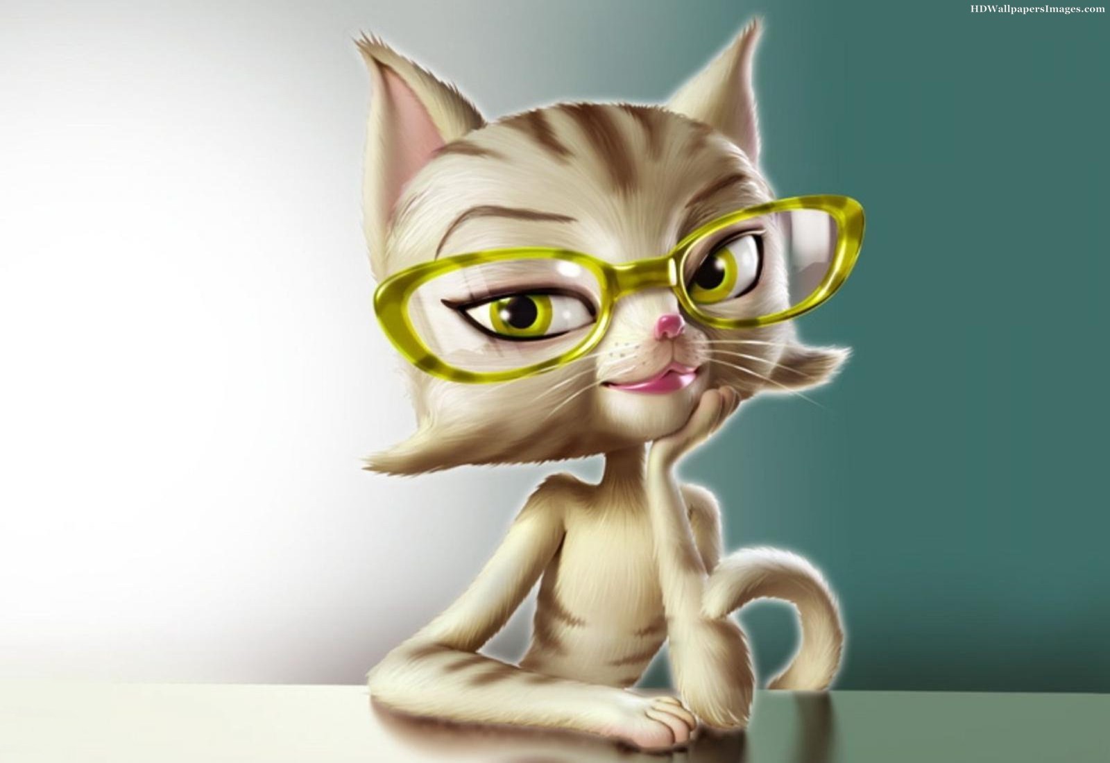 3d Cartoon Cat Thinking Images - Cartoon 3d Wallpaper Cat , HD Wallpaper & Backgrounds