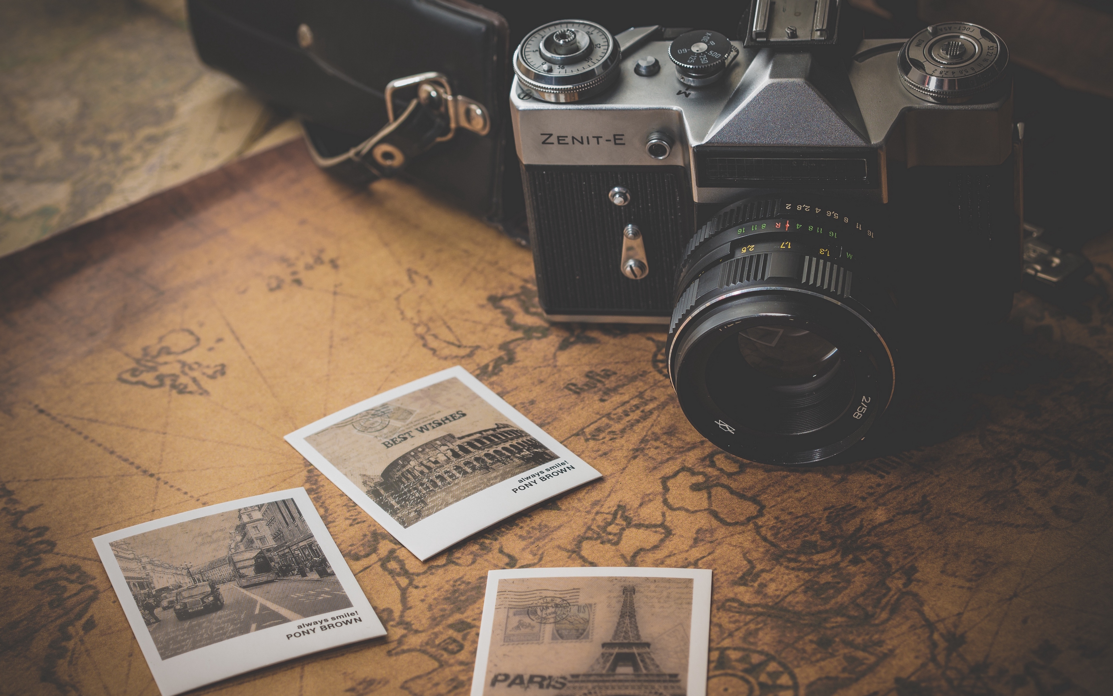 Wallpaper Vintage, Retro, Camera, Map, Photos, Travel , HD Wallpaper & Backgrounds