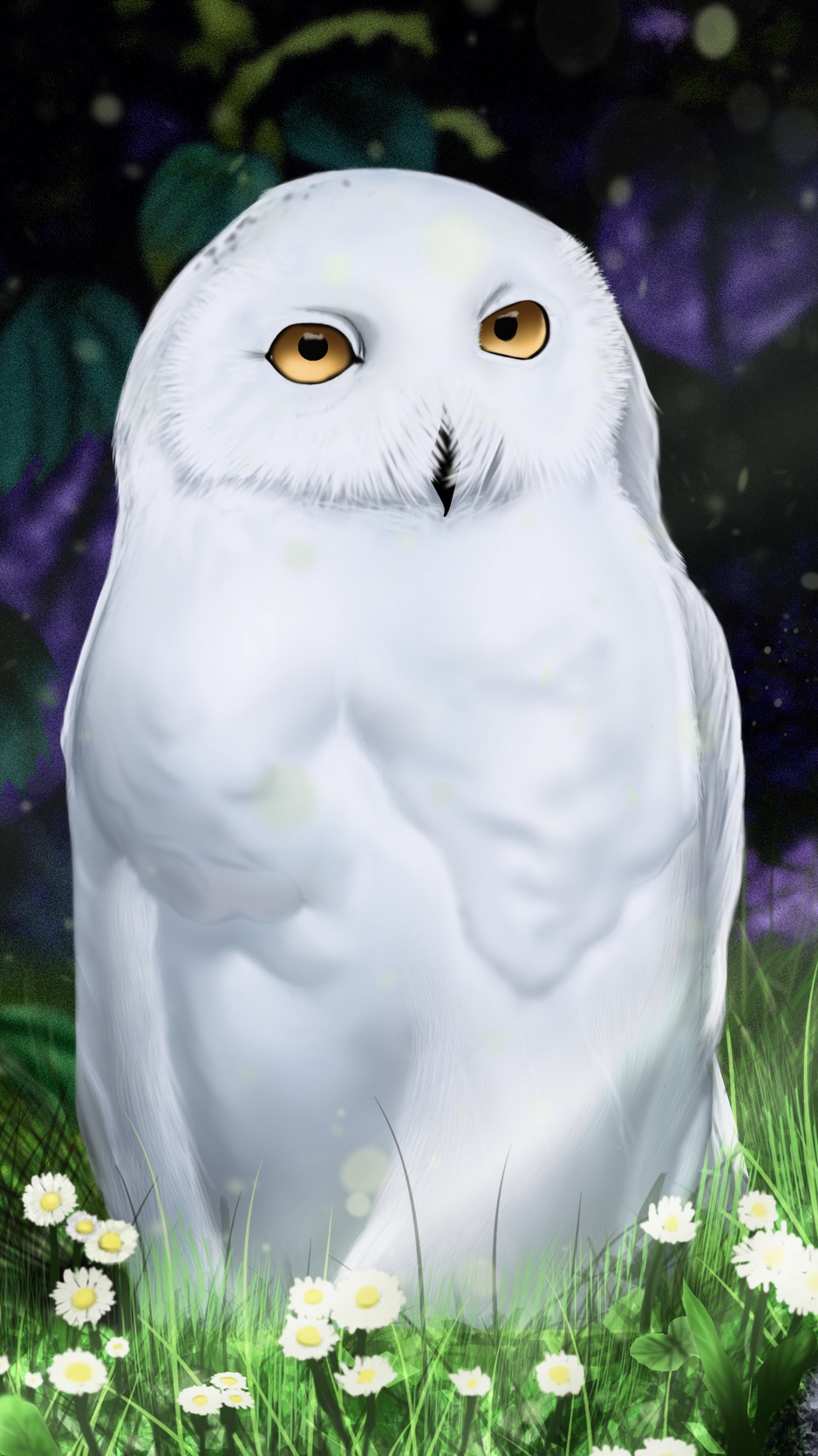 Wallpaper Owl, White, Bird, Art - Snowy Owl Wallpaper Iphone 8 Art , HD Wallpaper & Backgrounds