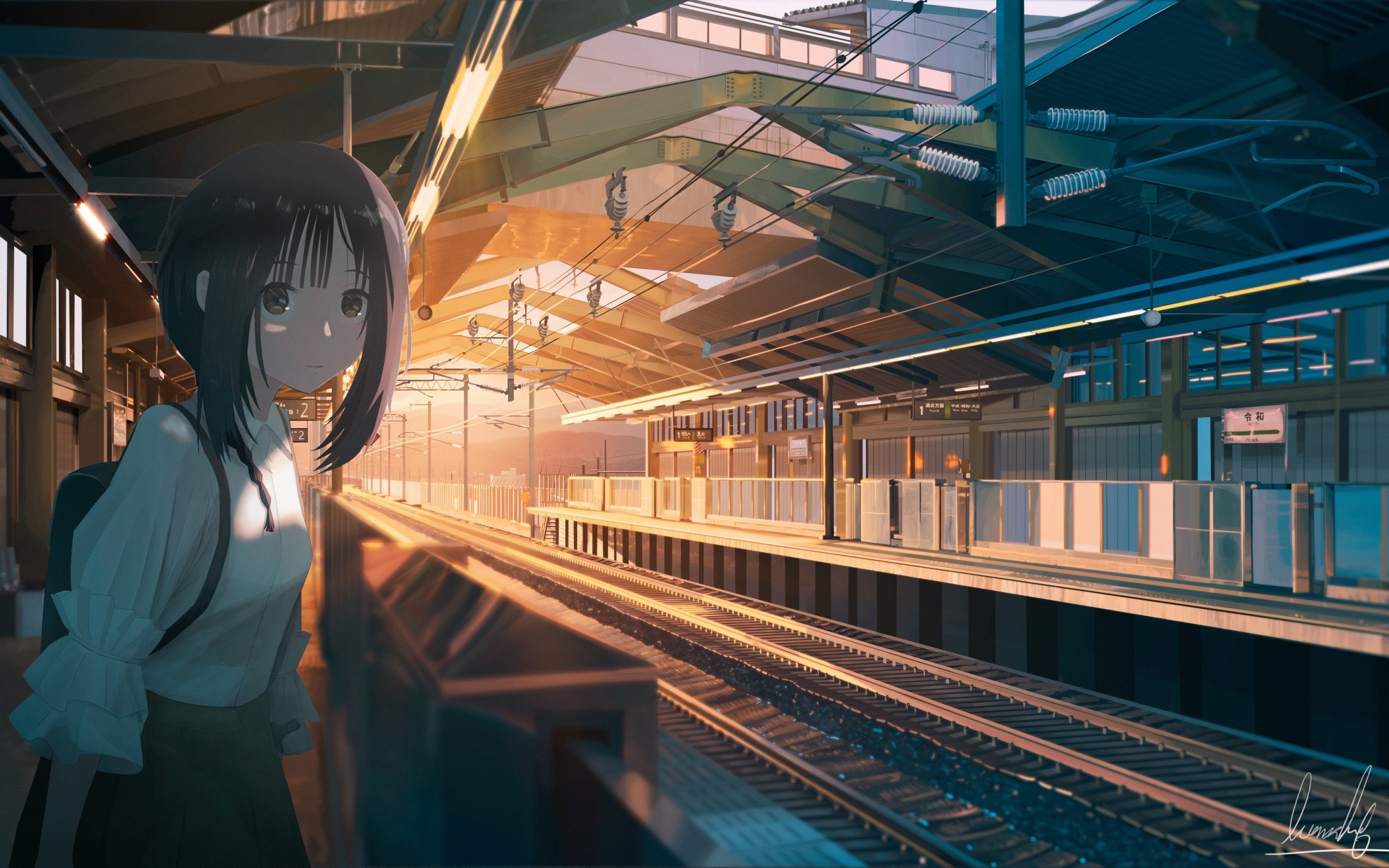 Anime Scenery, Train Station, Girl, School Uniform, - Train Wallpaper Hd , HD Wallpaper & Backgrounds