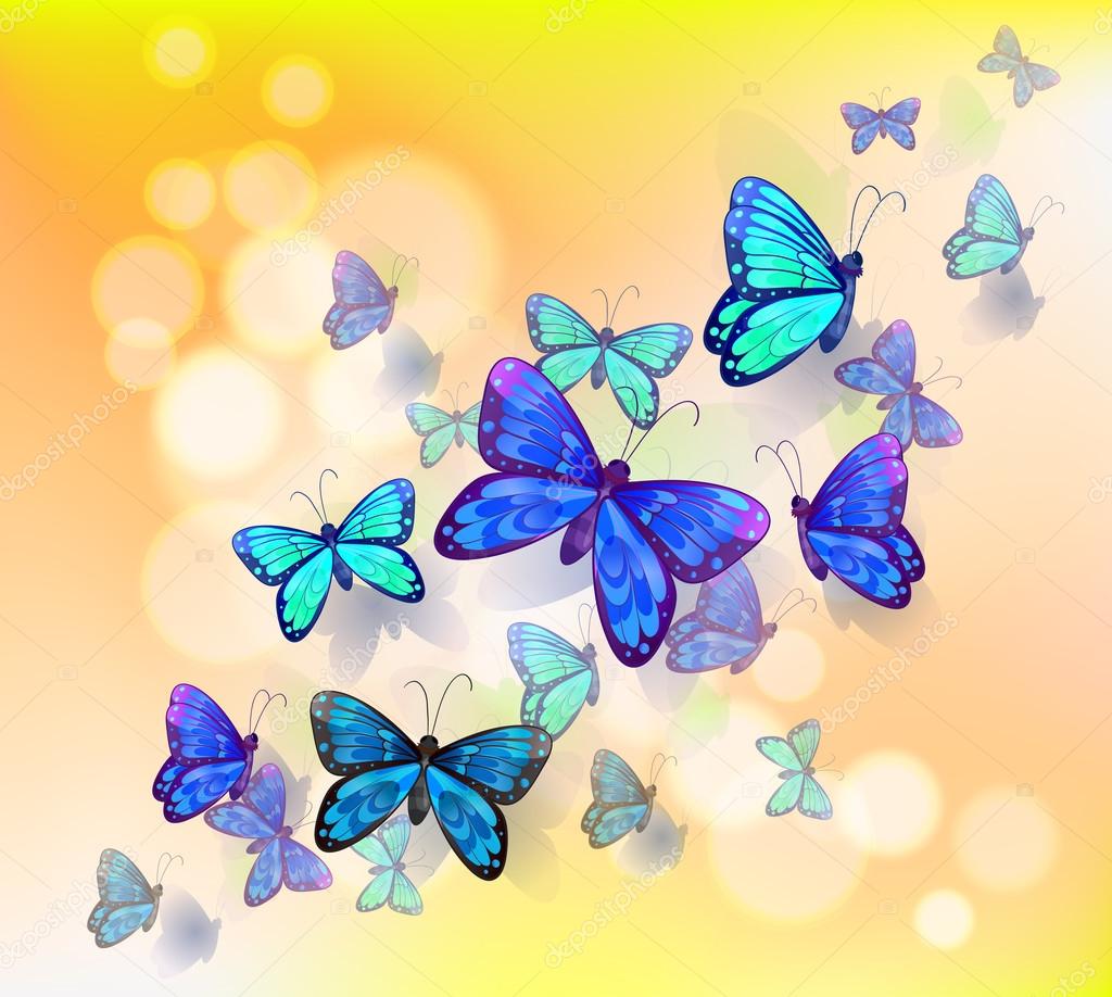 Cartoon Group Of Butterflies , HD Wallpaper & Backgrounds