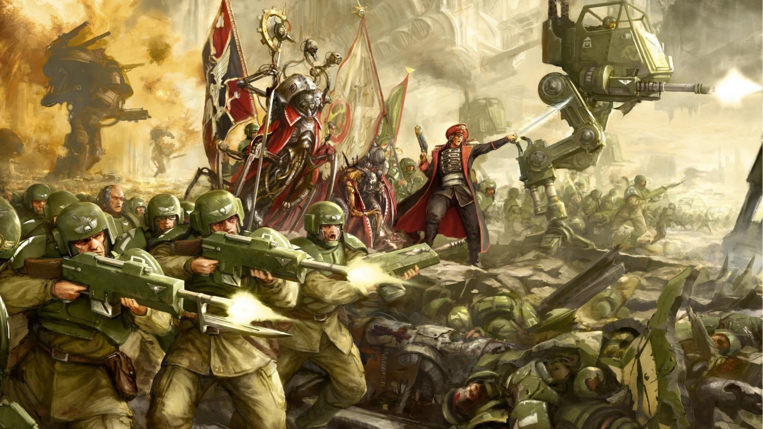 Imperial Guard, Warhammer 40k, Battle, Soldiers - Warhammer 40 000 Imperial Guard , HD Wallpaper & Backgrounds