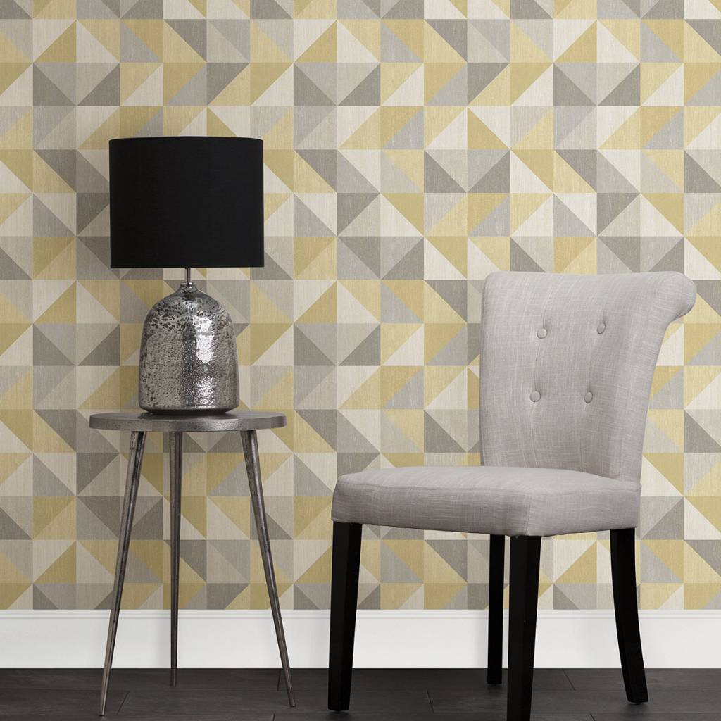 Jigsaw Yellow Geometric Peel & Stick Wallpaper - Chair , HD Wallpaper & Backgrounds