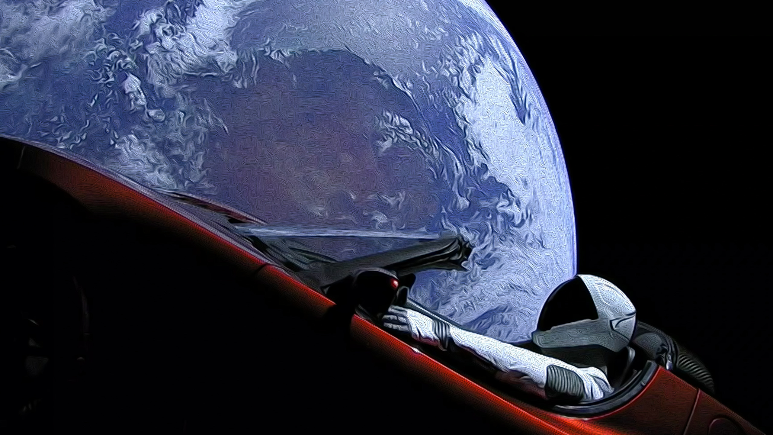 #space, #car, #starman, #earth, #digital Art, #tesla - Spacex Car , HD Wallpaper & Backgrounds