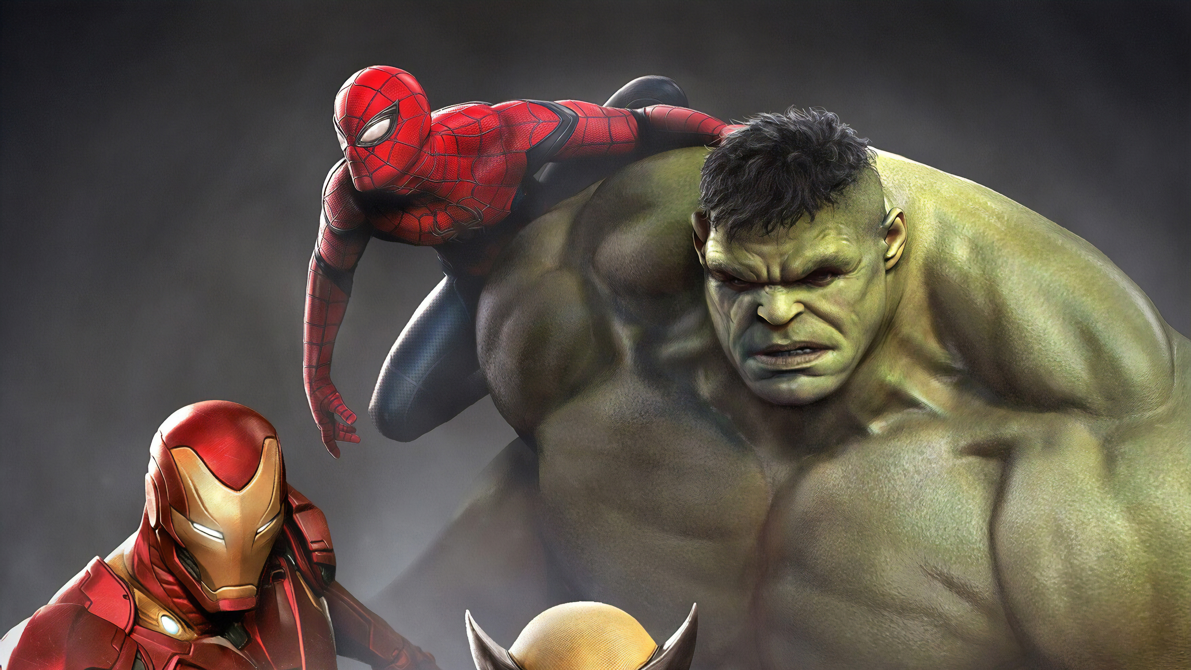 Iron Man Hulk Spiderman Wolverine 4k - Wolverine Mcu Concept Art , HD Wallpaper & Backgrounds