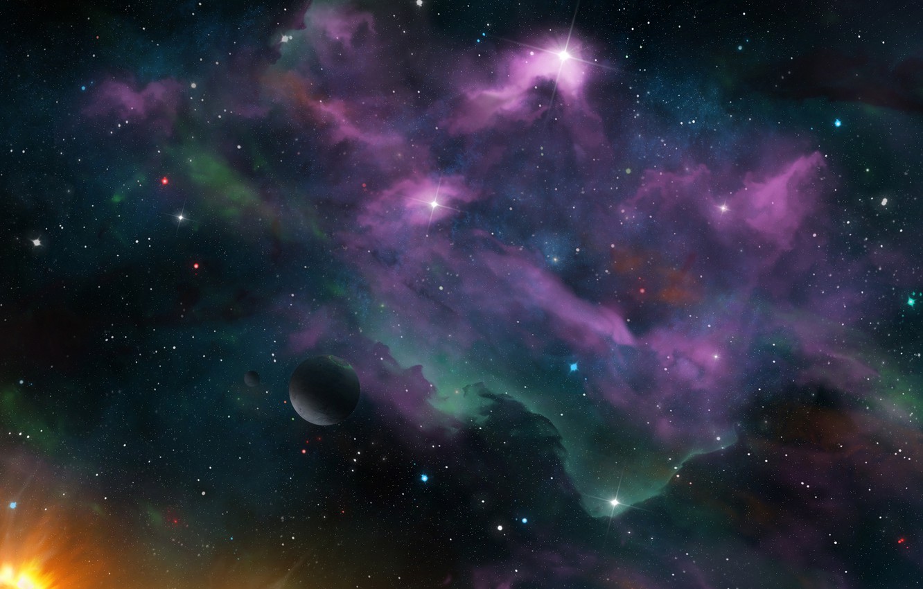 Photo Wallpaper Space, Nebula, Stars, Planets, Galaxy, - Galaxy 4k , HD Wallpaper & Backgrounds