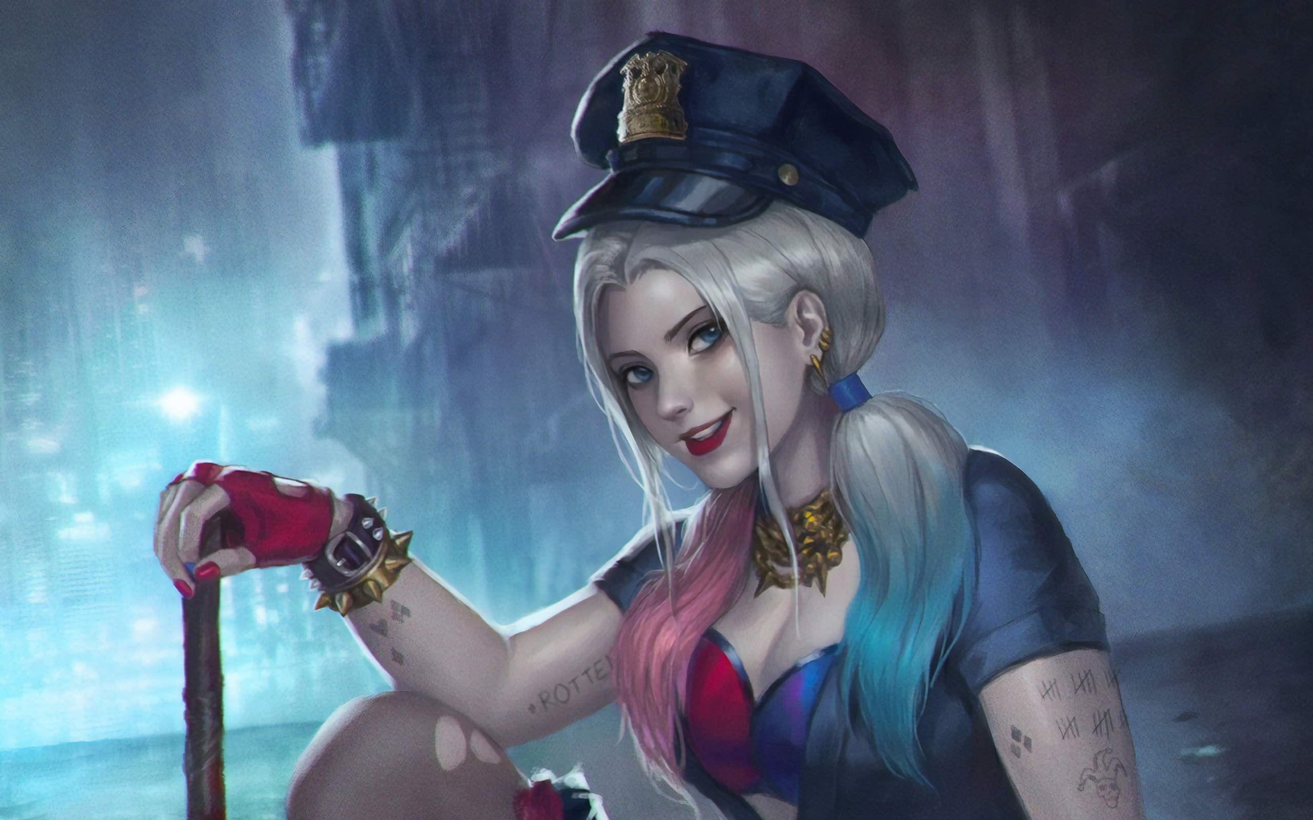 Wallpaper Of Dc, Comics, Harley Quinn, Police, White - Harley Quinn Wallpaper Anime , HD Wallpaper & Backgrounds