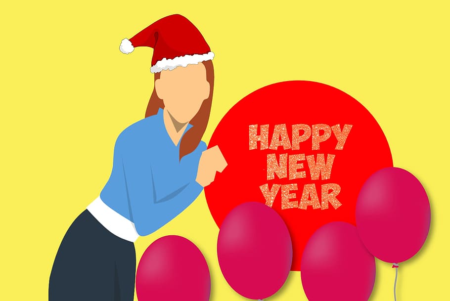 Illustration Of Woman In Santa Hat With Happy New Year - Christmas Day , HD Wallpaper & Backgrounds