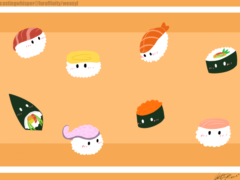 Sushi Wallpaper - Cartoon (#2563239) - HD Wallpaper & Backgrounds Download