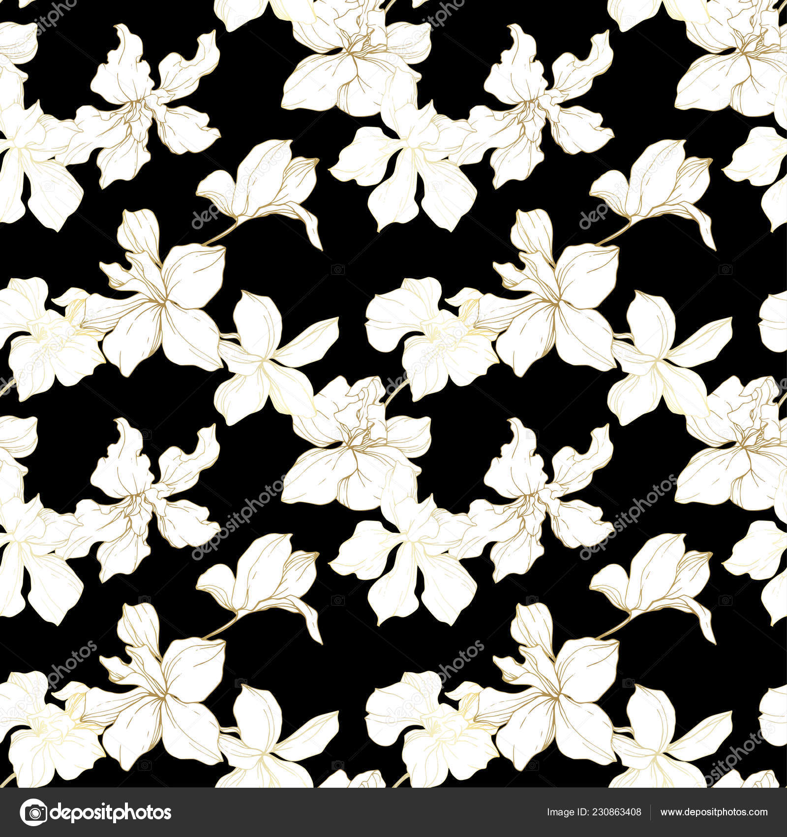 Black And White Botanical Pattern Fabric , HD Wallpaper & Backgrounds