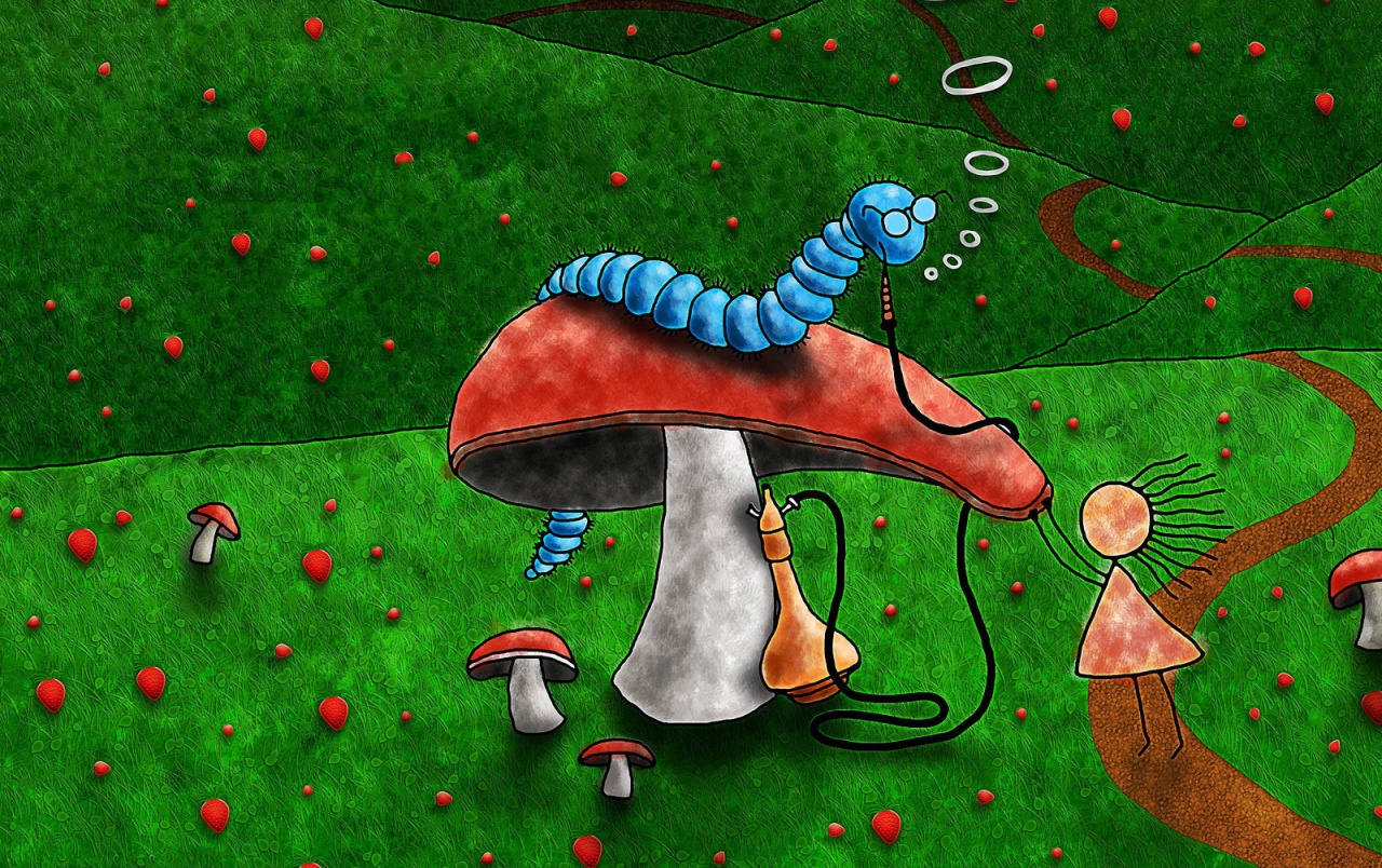 Worm On Mushroom Wallpapers - Caterpillar On A Mushroom , HD Wallpaper & Backgrounds