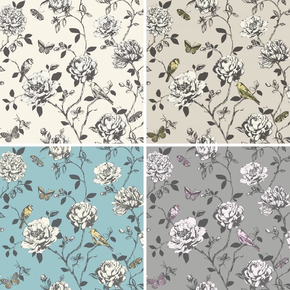 Flower And Bird Pattern , HD Wallpaper & Backgrounds