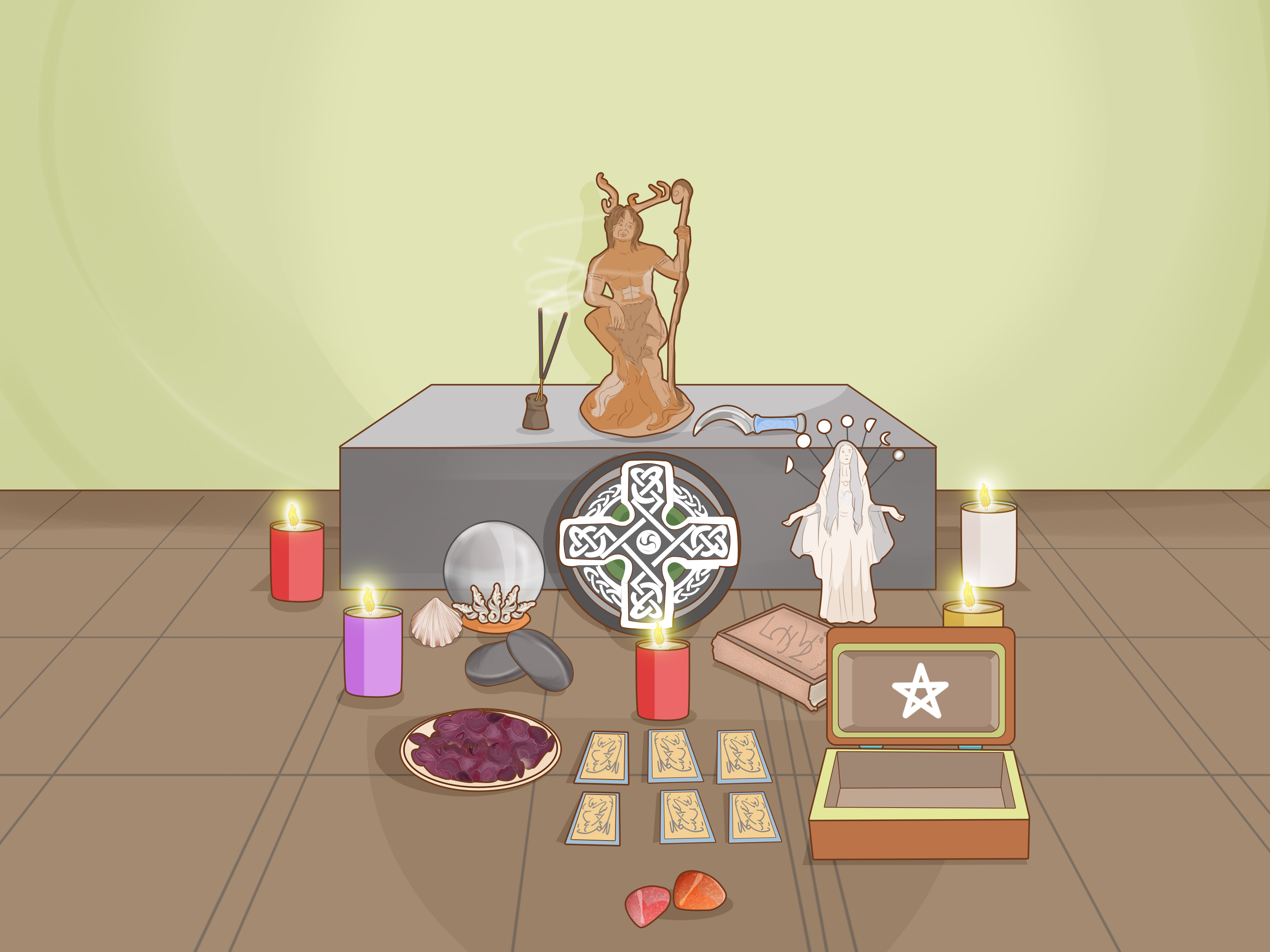 Image Titled Set Up A Simple Pagan Or Wiccan Altar - Wicca Altar , HD Wallpaper & Backgrounds