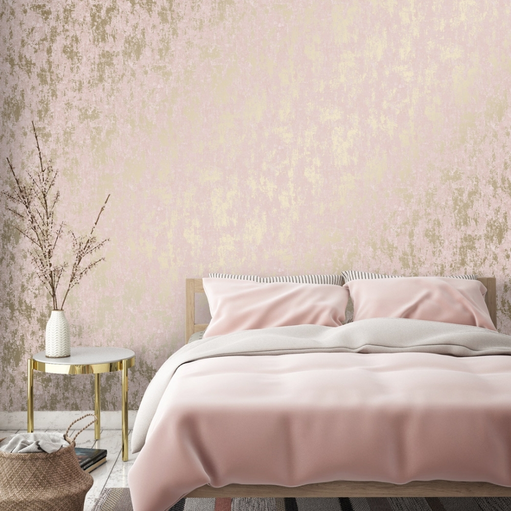 Pink Metallic Wallpaper Bedroom , HD Wallpaper & Backgrounds