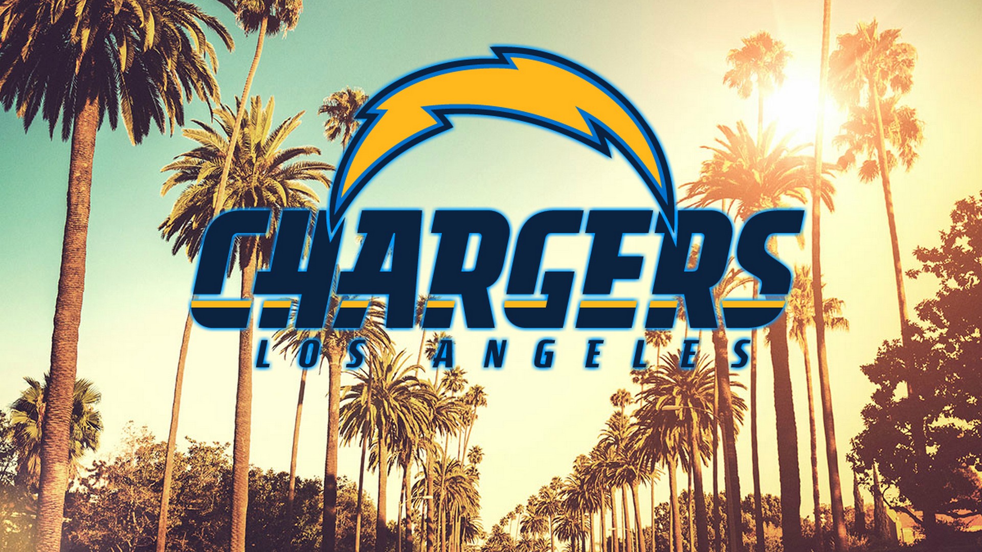 Wallpapers Hd Los Angeles Chargers With Resolution - Hollywood California Palm Trees , HD Wallpaper & Backgrounds