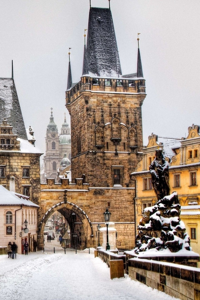 Wallpaper Prague, Czech Republic, Winter, Buildings, - Charles Bridge , HD Wallpaper & Backgrounds