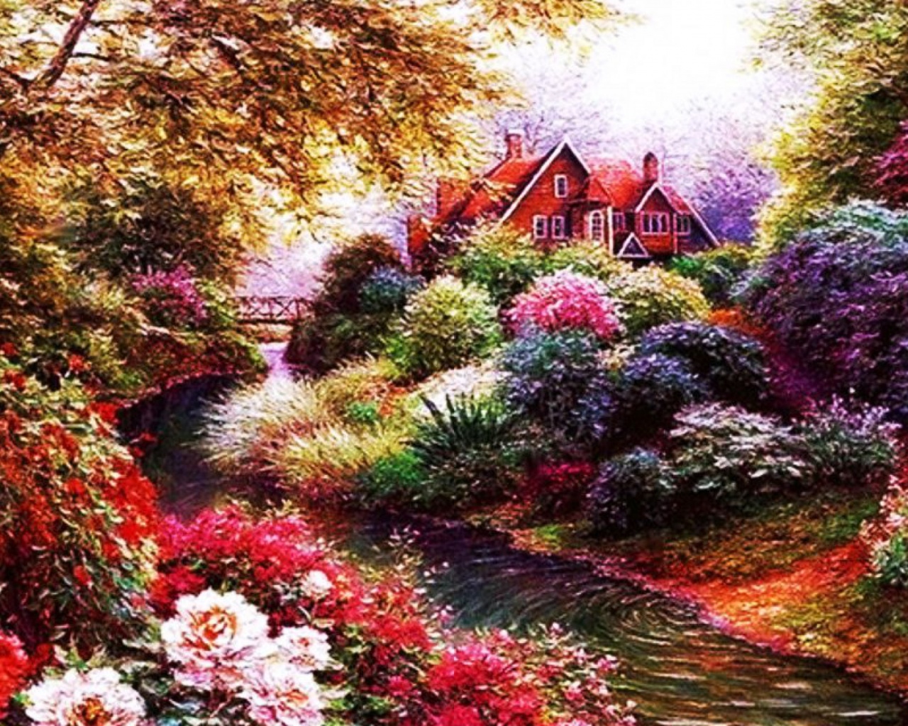 House With Beautiful Flowers , HD Wallpaper & Backgrounds