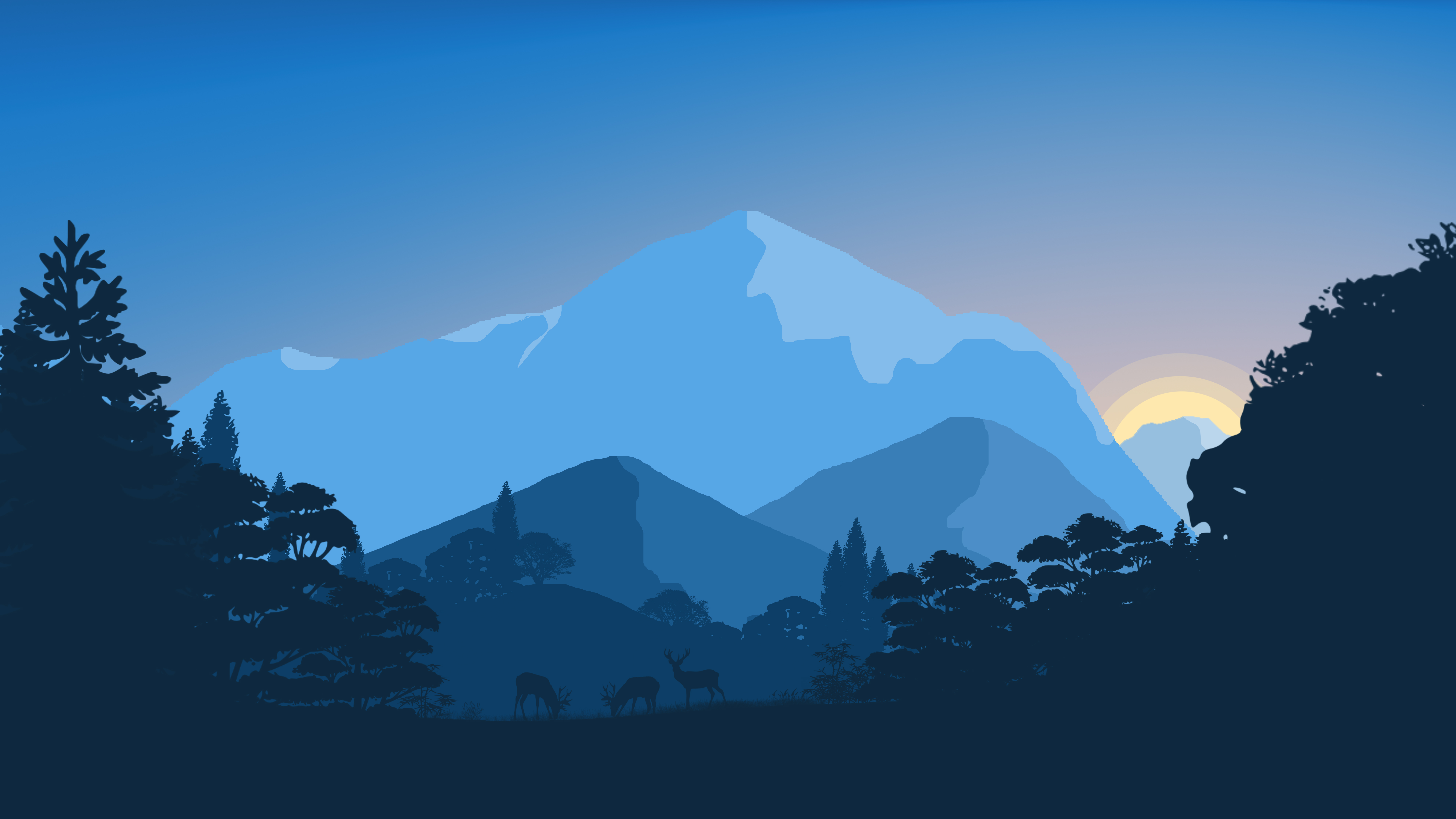 Minimalist Wallpaper 4k Sunset 7680×4320 Forest Minimal - Minimalist Wallpaper 1920x1080 Firewatch , HD Wallpaper & Backgrounds