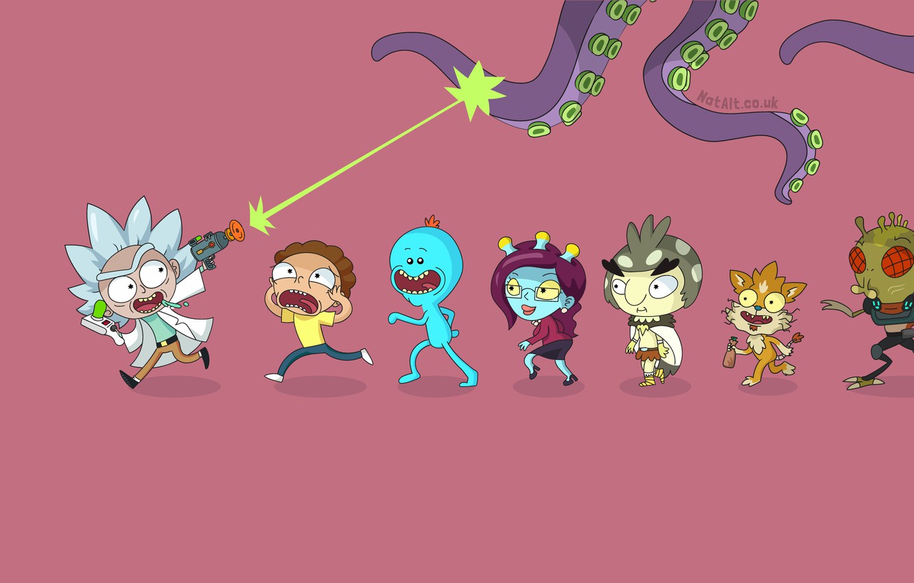 Photo Wallpaper Smith, Cartoon, Sanchez, Rick, Rick - Rick And Morty Pink , HD Wallpaper & Backgrounds