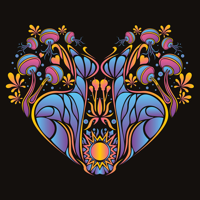 Psychedelic Heart Vector Free Stock File To Download - Psychedelic Heart , HD Wallpaper & Backgrounds