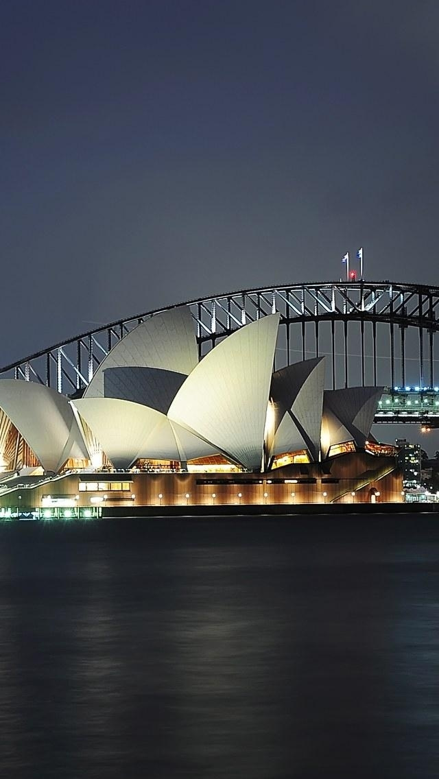 Sydney Photo Over Shadowed Iphone Wallpaper - Sydney Opera House Glow , HD Wallpaper & Backgrounds