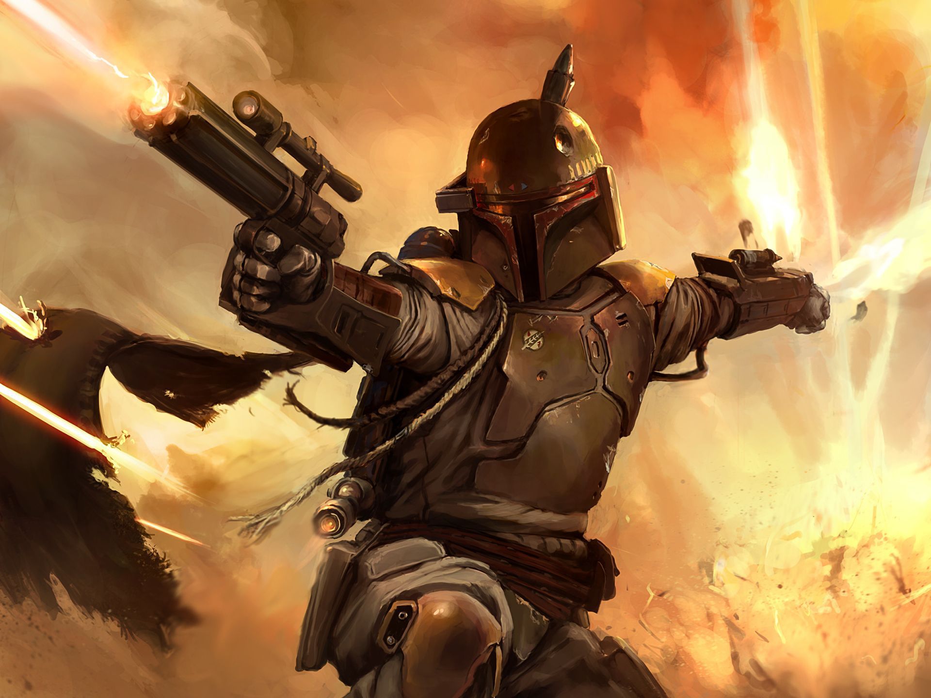 Boba Fett - Art Bounty Hunter Star Wars , HD Wallpaper & Backgrounds