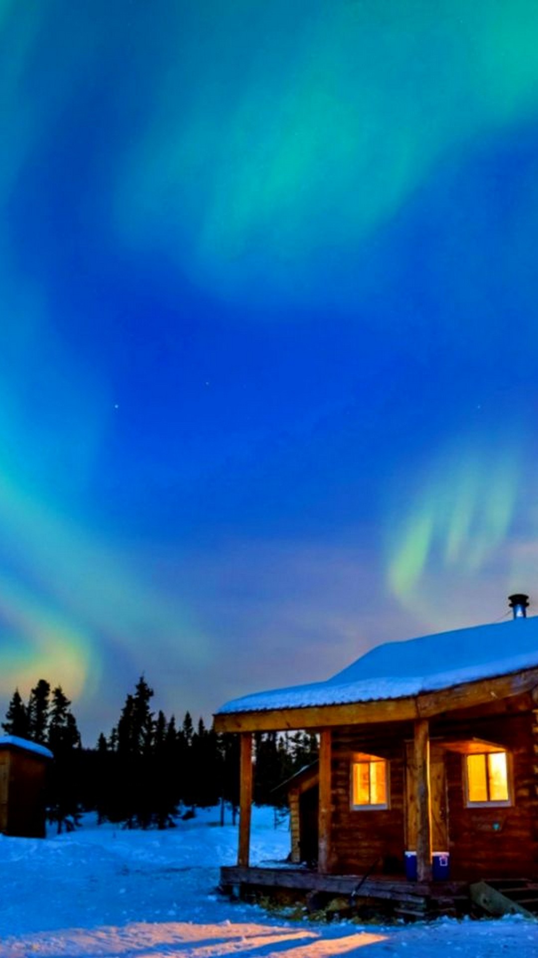 Android Wallpaper Hd Aurora With High-resolution Pixel - Alaska House At Night , HD Wallpaper & Backgrounds