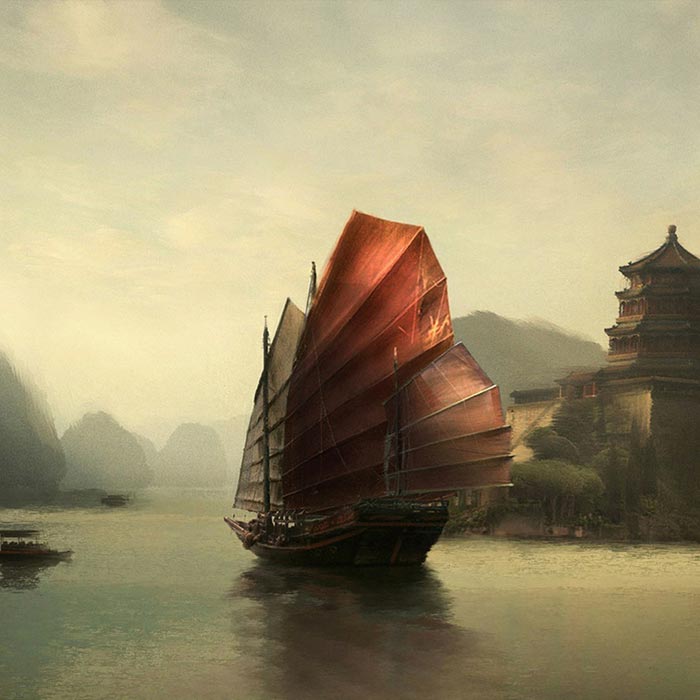 Once Upon A Time Wallpaper Engine - Boat Ancient Chinese Junk , HD Wallpaper & Backgrounds