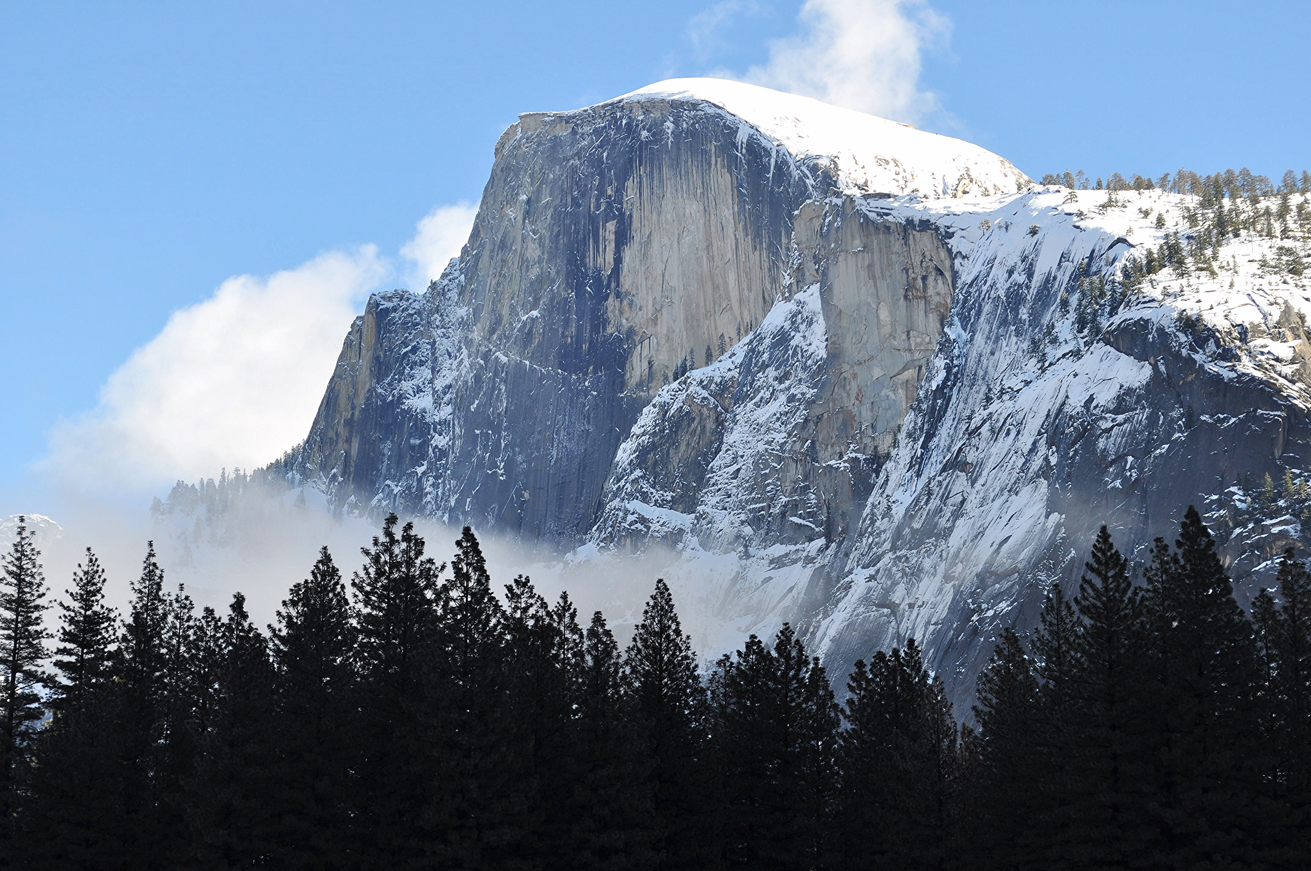 #mountains, #snow, #winter, #trees, #yosemite National - Yosemite National Park, Half Dome , HD Wallpaper & Backgrounds