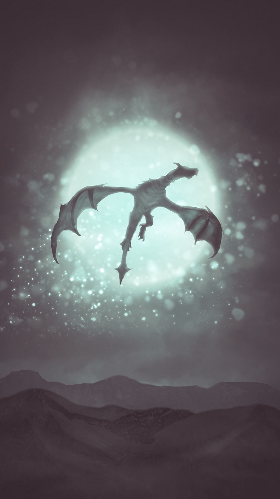 Wallpaper Dragon, Moon, Glare, Fantasy, Art - Dragon Moon , HD Wallpaper & Backgrounds