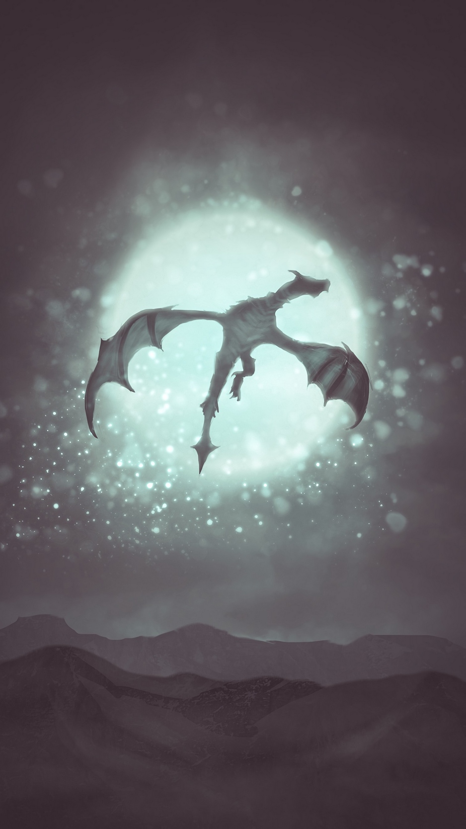 Wallpaper Dragon, Moon, Glare, Fantasy, Art - Dragon Moon , HD Wallpaper & Backgrounds