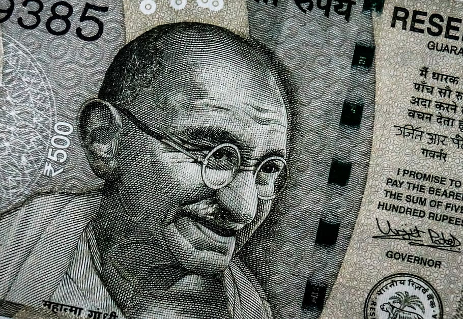 Indian Rupee Banknote, Closeup Photo Of Mahatma Gandhi, - Indian Rupee , HD Wallpaper & Backgrounds