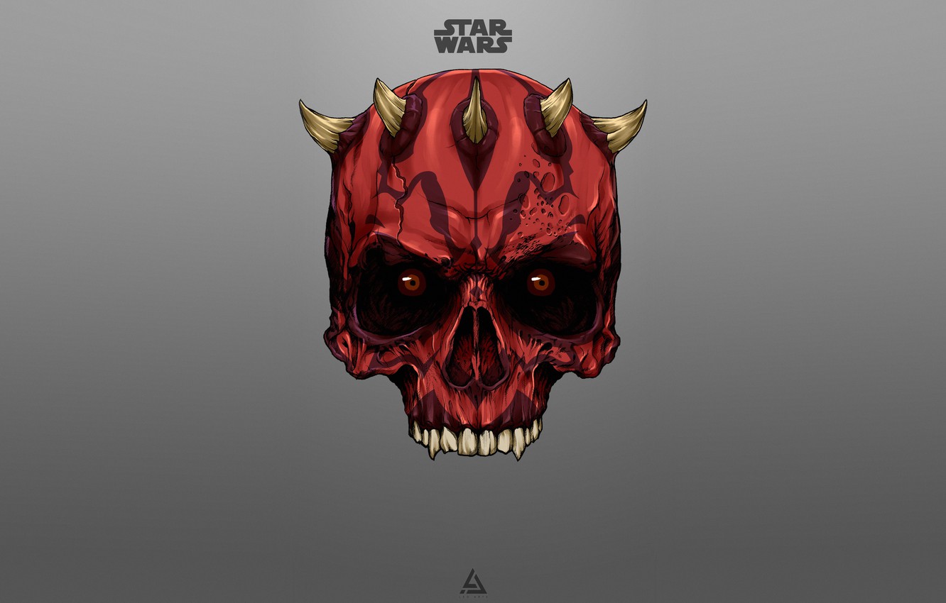 Photo Wallpaper Minimalism, Figure, Star Wars, Dark, - Darth Maul Skull Art , HD Wallpaper & Backgrounds