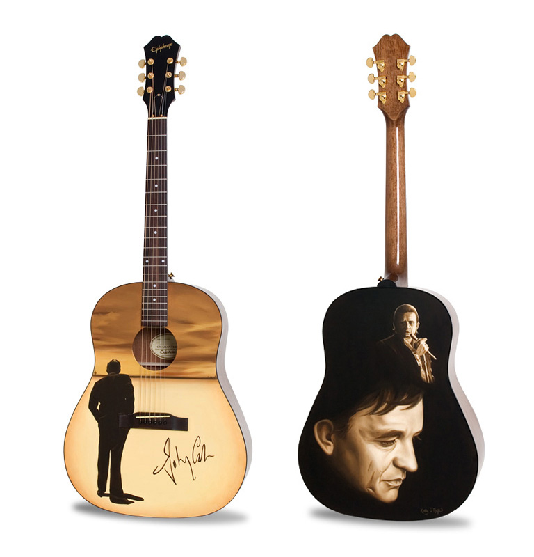 Johnny Cash Guitars For Sale - Johnny Cash Painted Guitar , HD Wallpaper & Backgrounds