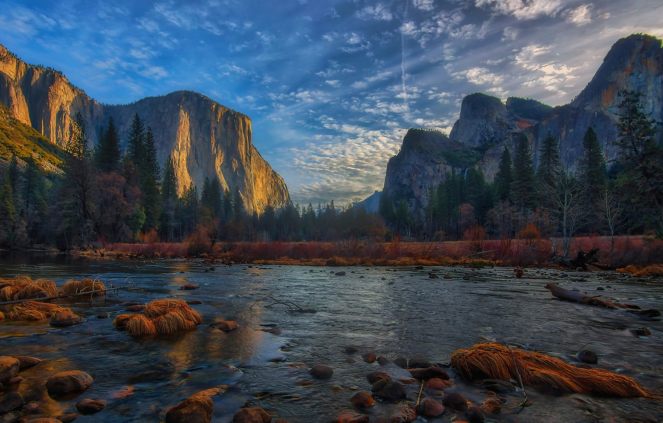 Photo Wallpaper Mountains, River, Valley, Ca, California, - Yosemite River Mountains , HD Wallpaper & Backgrounds