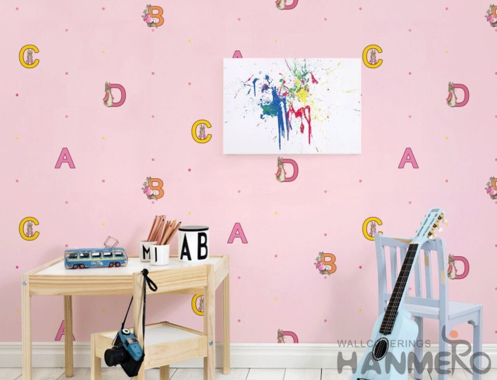 Modern English Letters Kids Bedroom Wallpaper Pink - Wallpaper , HD Wallpaper & Backgrounds