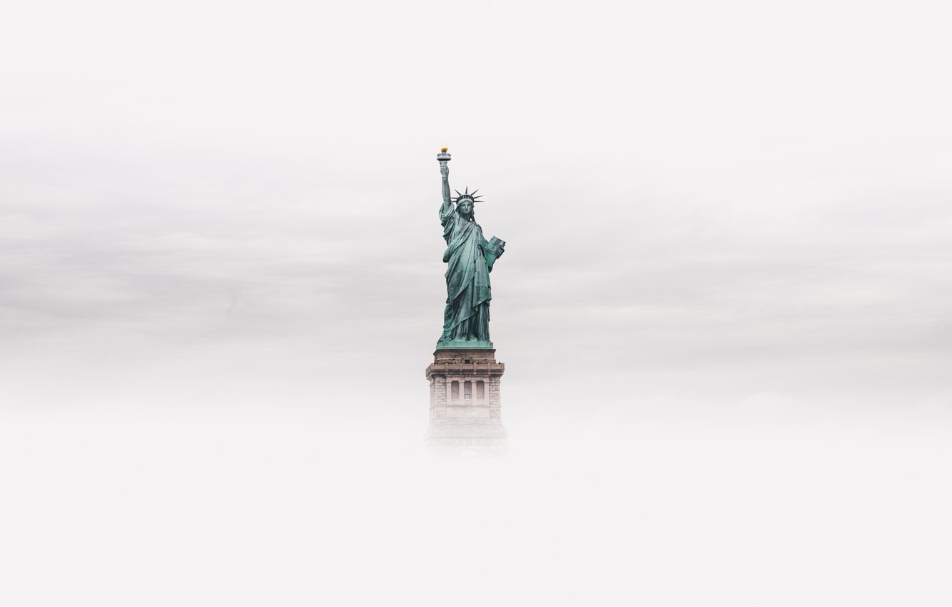 Photo Wallpaper Fog, New York, Usa, The Statue Of Liberty - Statue Of Liberty , HD Wallpaper & Backgrounds
