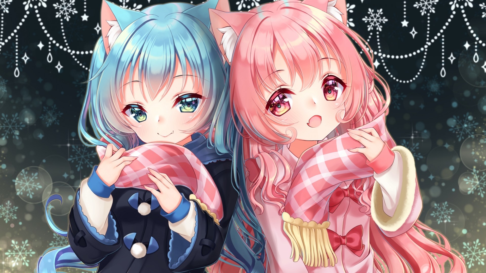 Anime Girls, Loli, Pink And Blue Hair, Animal Ears, , HD Wallpaper & Backgrounds