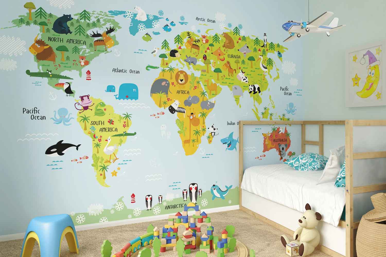 Kids Room Decorating Ideas To Steal - Whole Wide World Wall Mural , HD Wallpaper & Backgrounds