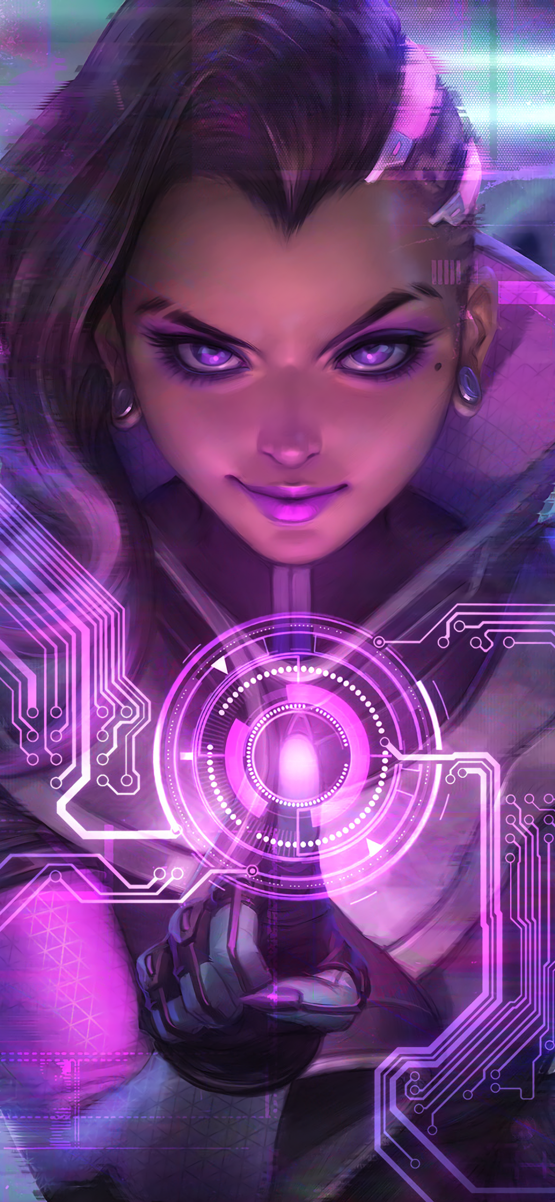 Overwatch, Sombra, Smiling, Earrings, Artwork - Sombra Overwatch Wallpaper Iphone , HD Wallpaper & Backgrounds