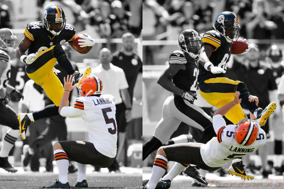 Antonio Brown Kicking Browns Punter , HD Wallpaper & Backgrounds