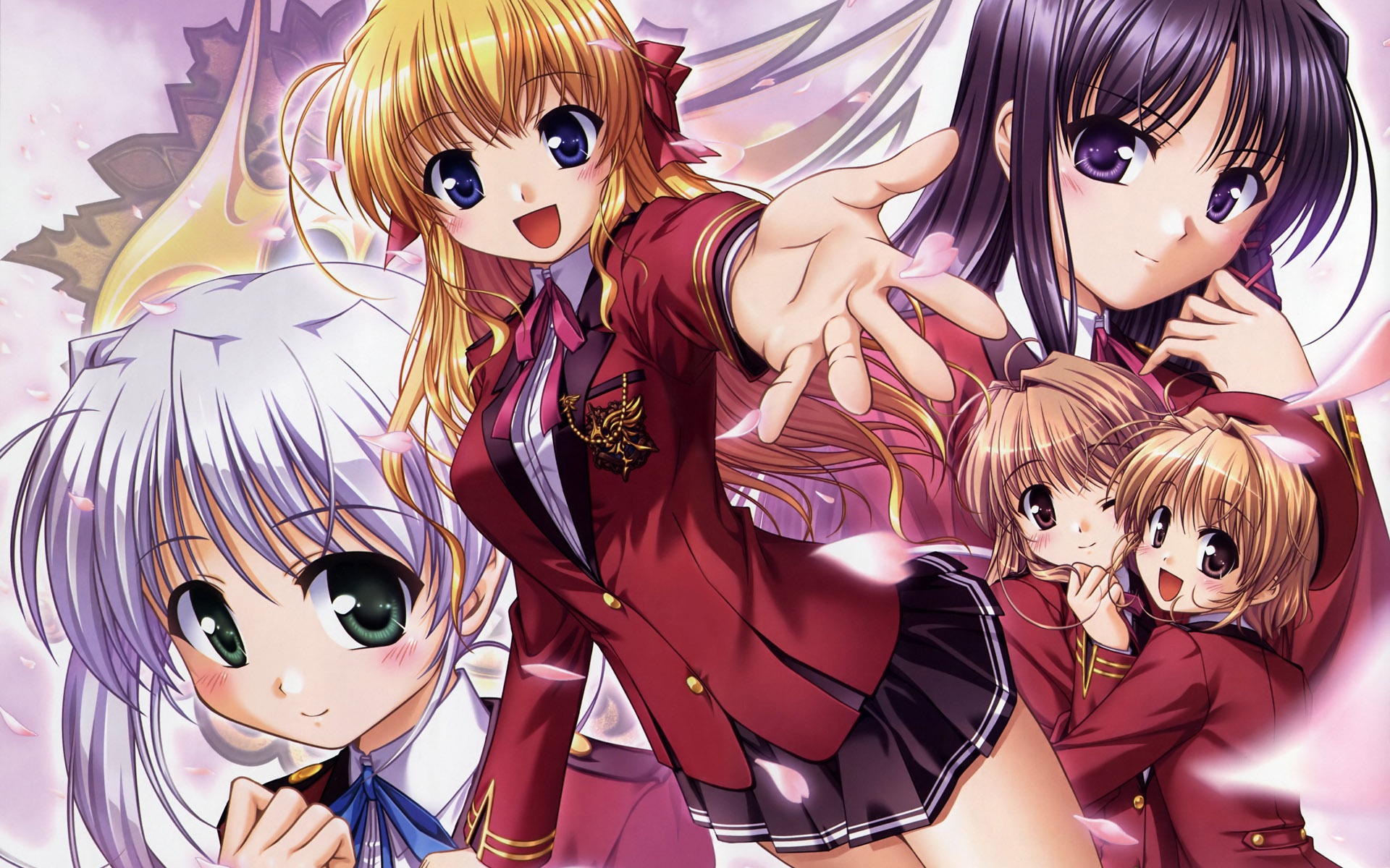 Wallpaper Cute Anime Girl With Big Eyes - Group Anime School Girls , HD Wallpaper & Backgrounds