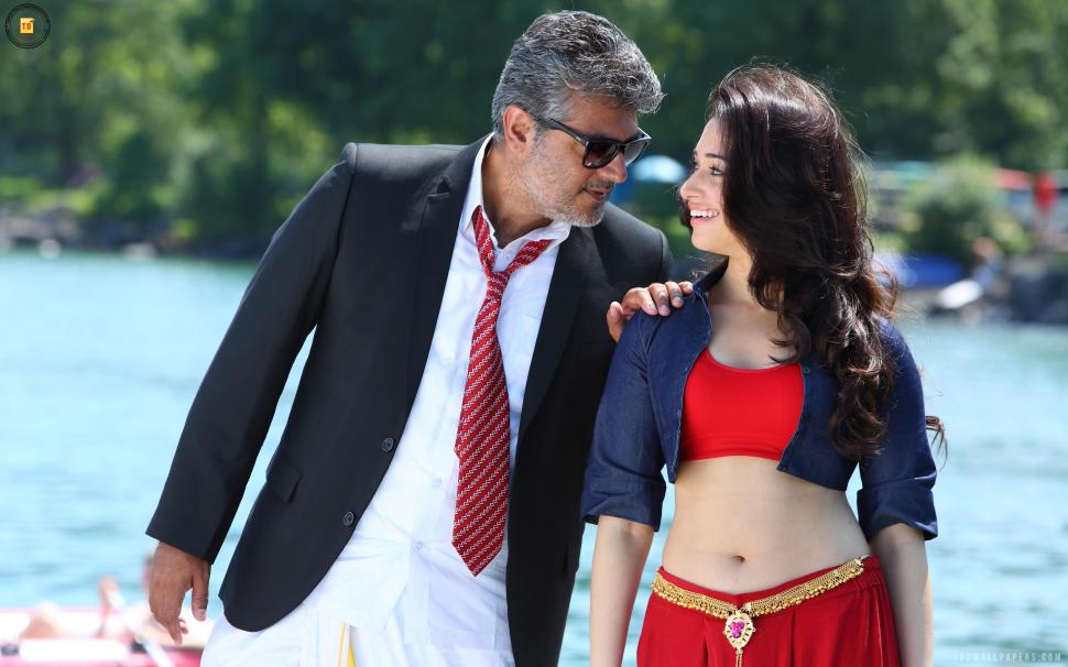 Tamanna & Ajith In Veeram Movie Wallpaper,movie Hd - South Indian Actress Navel , HD Wallpaper & Backgrounds