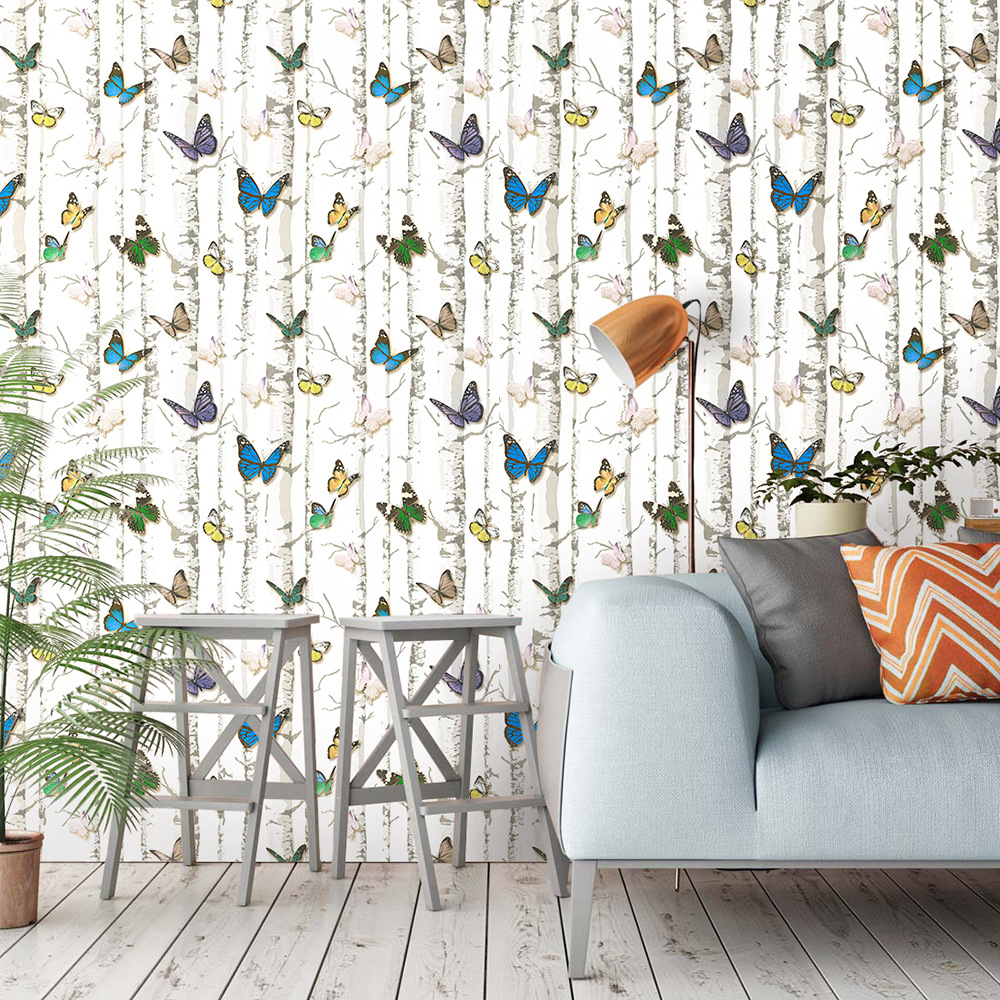 Modern Minimalist Birch Wallpaper Self-adhesive Waterproof - Close Up Living Room , HD Wallpaper & Backgrounds